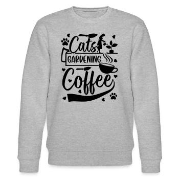 Cats Gardening Coffee - Hobby Gardener Gardening - Stanley/Stella Unisex Bio-Sweatshirt CHANGER  - Grau meliert - Vorne - Nik (191cm) & Marisol (170cm)