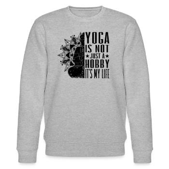Yoga is not just a hobby it's my life - Yoga Lover - Stanley/Stella Unisex Bio-Sweatshirt CHANGER  - Grau meliert - Vorne - Nik (191cm) & Marisol (170cm)
