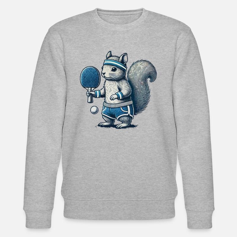 Retro Tischtennis Eichhörnchen Spaß - Stanley/Stella Unisex Bio-Sweatshirt CHANGER  - Grau meliert