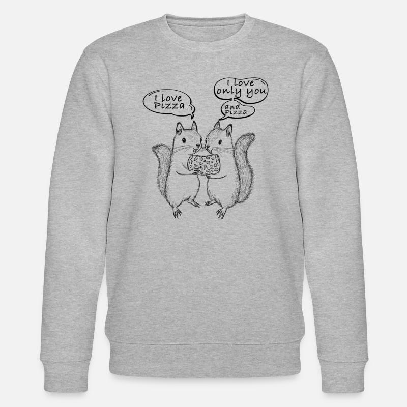 I love Pizza Eichhörnchen - Stanley/Stella Unisex Bio-Sweatshirt CHANGER  - Grau meliert