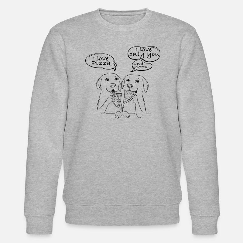 I love Pizza Hunde - Stanley/Stella Unisex Bio-Sweatshirt CHANGER  - Grau meliert