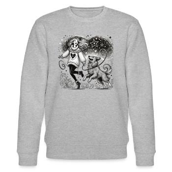 Magischer Moment zwischen Mensch und Hund - Stanley/Stella Unisex Bio-Sweatshirt CHANGER  - Grau meliert - Vorne - Nik (191cm) & Marisol (170cm)