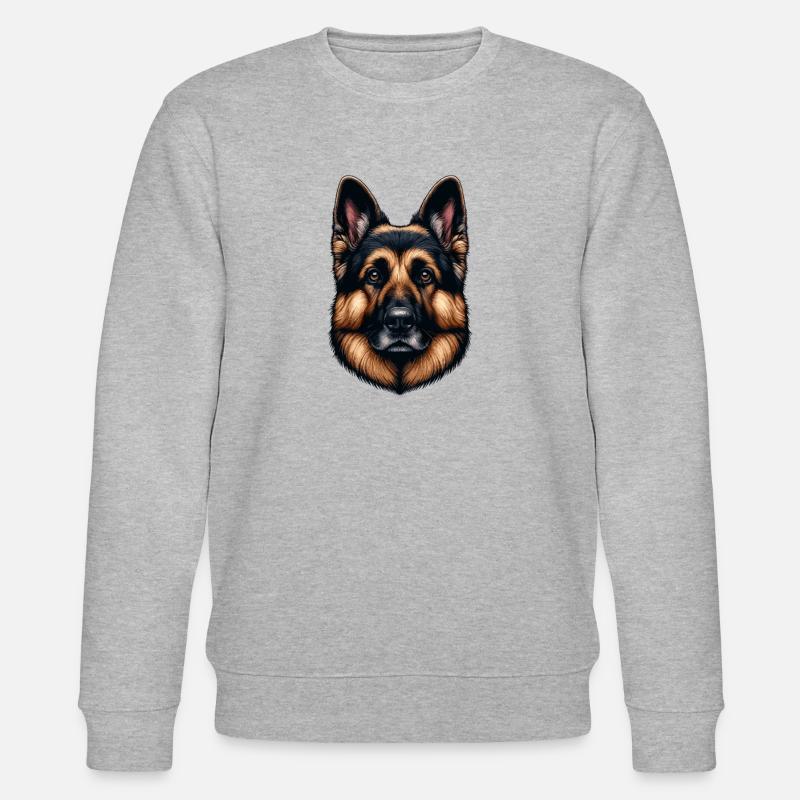 Hundegesicht - Deutscher Schäferhund - Stanley/Stella Unisex Bio-Sweatshirt CHANGER  - Grau meliert