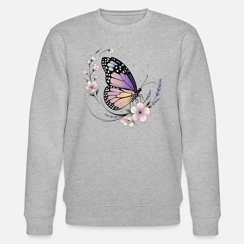 Schmetterling & Blüten im Frühling - Stanley/Stella Unisex Bio-Sweatshirt CHANGER  - Grau meliert
