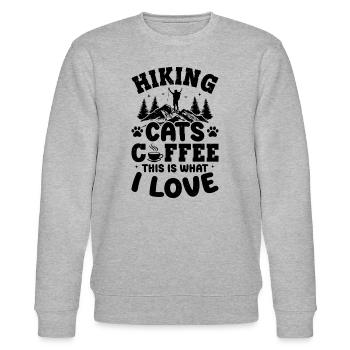 Hiking Cats Coffee This Is What I Love - Hiking - Stanley/Stella Unisex Bio-Sweatshirt CHANGER  - Grau meliert - Vorne - Nik (191cm) & Marisol (170cm)