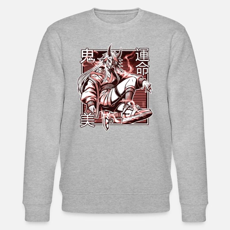 Roter Kunoichi-Dämon - Stanley/Stella Unisex Bio-Sweatshirt CHANGER  - Grau meliert