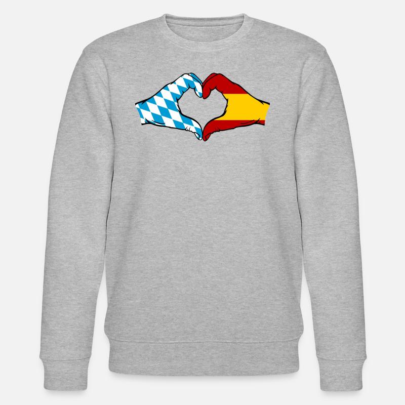 Bavière, Espagne, Drapeau, Aiguilles, Coeur - Sweat bio CHANGER Stanley/Stella Unisexe - gris chiné