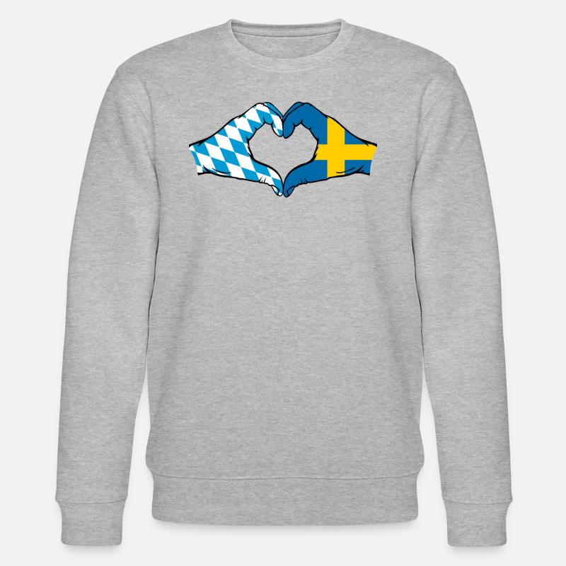 Bavière, Suède, Drapeau, Aiguilles, Coeur - Sweat bio CHANGER Stanley/Stella Unisexe - gris chiné