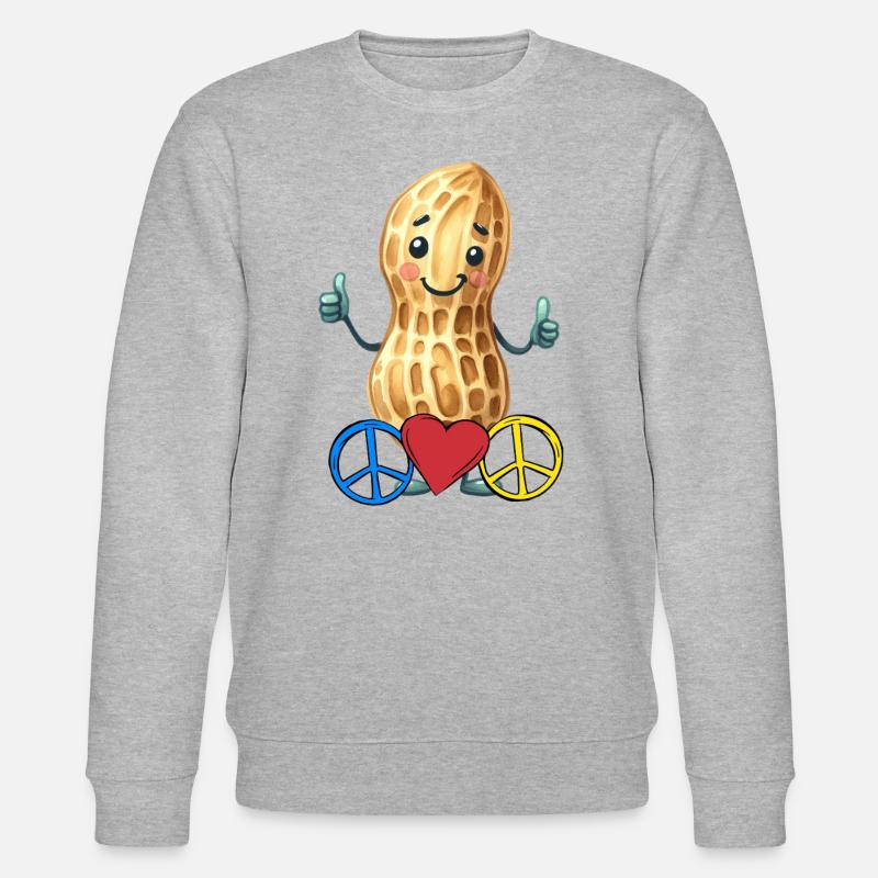 Erdnuss Peace Herz Frieden - Stanley/Stella Unisex Bio-Sweatshirt CHANGER  - Grau meliert