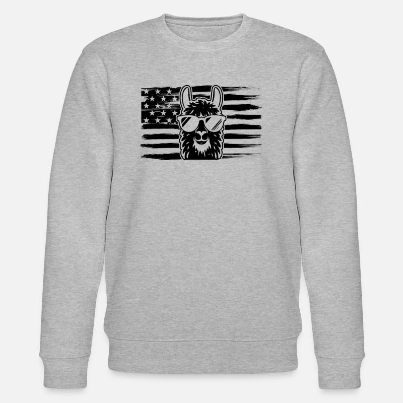 Llama US Flag Llama - Stanley/Stella Unisex Bio-Sweatshirt CHANGER  - Grau meliert