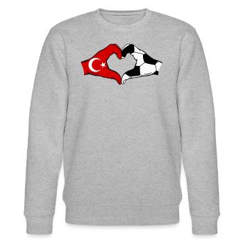 Turquie Football Drapeau Mains Coeur Forme - Sweat bio CHANGER Stanley/Stella Unisexe - gris chiné - Devant - Nik (191cm) & Marisol (170cm)