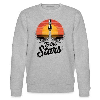 Rocket launch into space - Stanley/Stella CHANGER Unisex Organic Sweatshirt - heather grey - Front - Nik (191cm) & Marisol (170cm)