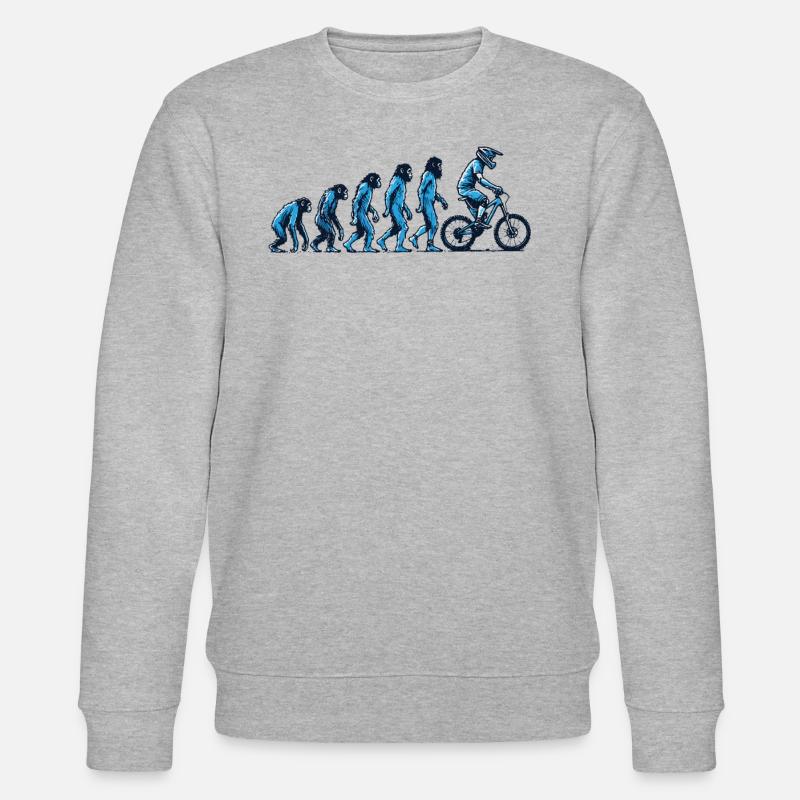 Evolution Vom Affen Zum Fahrradfahrer - Stanley/Stella Unisex Bio-Sweatshirt CHANGER  - Grau meliert