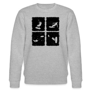 Kiteboarding Kitesurfing Silhouette Kitesurfer - Stanley/Stella Unisex Bio-Sweatshirt CHANGER  - Grau meliert - Vorne - Nik (191cm) & Marisol (170cm)