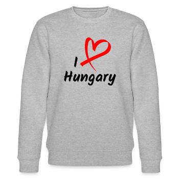 I Love Hungary Ich Liebe Ungarn Herz Geschenk - Stanley/Stella Unisex Bio-Sweatshirt CHANGER  - Grau meliert - Vorne - Nik (191cm) & Marisol (170cm)