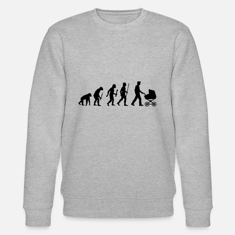 Evolution Dad Father 2 - Stanley/Stella CHANGER Unisex Organic Sweatshirt - heather grey