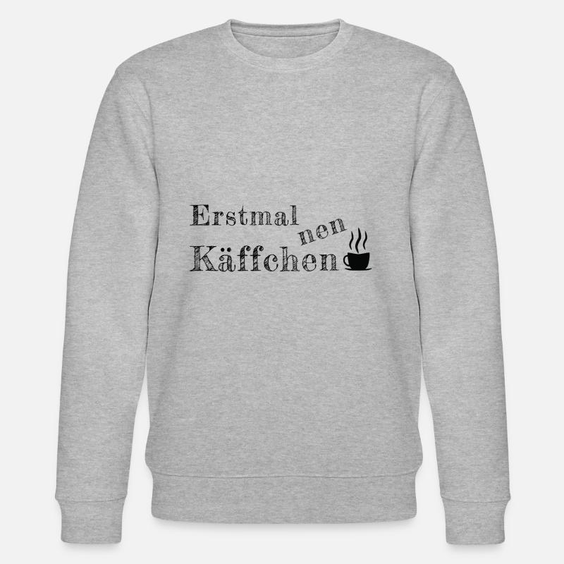 Spruch Sprüche erstmal Käffchen Kaffee - Stanley/Stella Unisex Bio-Sweatshirt CHANGER  - Grau meliert