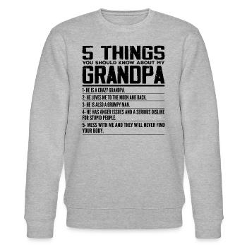 5 Things You Should Know About My Grandpa - Sweat bio CHANGER Stanley/Stella Unisexe - gris chiné - Devant - Nik (191cm) & Marisol (170cm)