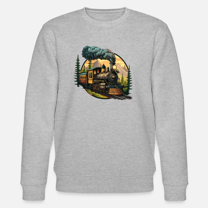 Zeitreise: Eine altmodische Dampfeisenbahn - Stanley/Stella Unisex Bio-Sweatshirt CHANGER - Grau meliert