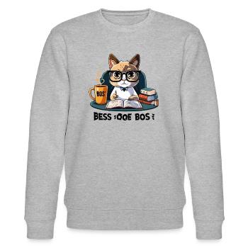 Coffee Break Tales: Eine skurrile Katze am Schreibtisch - Stanley/Stella Unisex Bio-Sweatshirt CHANGER  - Grau meliert - Vorne - Nik (191cm) & Marisol (170cm)