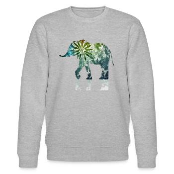 Künstlerische Intrige: Cool Weed Elefant Abstrakte Pos - Stanley/Stella Unisex Bio-Sweatshirt CHANGER  - Grau meliert - Vorne - Nik (191cm) & Marisol (170cm)