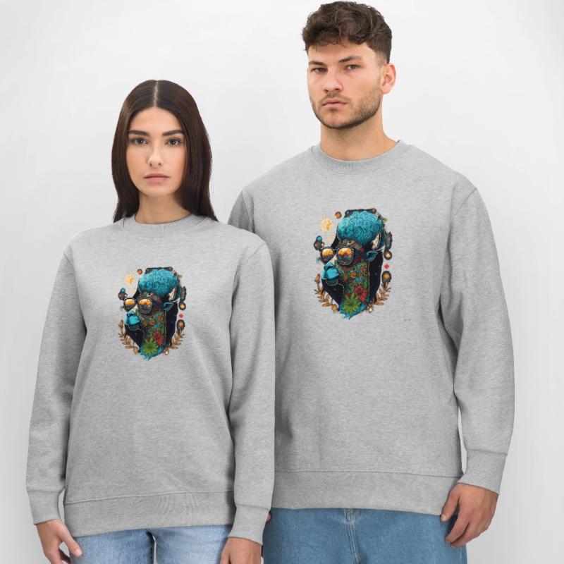 Psychedelic Lama: Ein cooler Weed-Kopf mit lebendigem Oder Stanley/Stella Unisex Bio-Sweatshirt CHANGER 