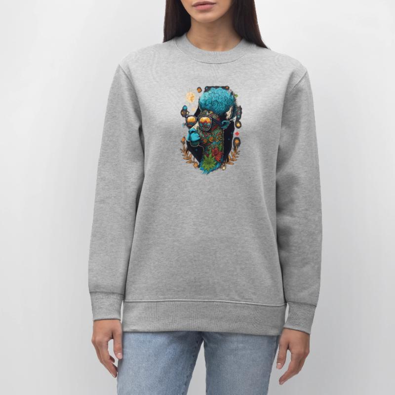Psychedelic Lama: Ein cooler Weed-Kopf mit lebendigem Oder Stanley/Stella Unisex Bio-Sweatshirt CHANGER 
