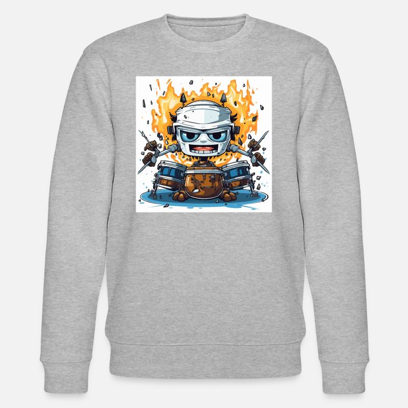 Le Robot Drummer - Sweat bio CHANGER Stanley/Stella Unisexe - gris chiné