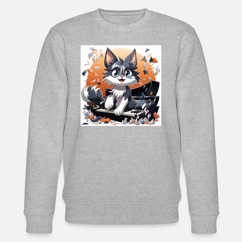 Der purrfect Pianist - Stanley/Stella Unisex Bio-Sweatshirt CHANGER  - Grau meliert