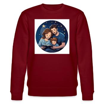 Gute-Nacht-Geschichten - Stanley/Stella Unisex Bio-Sweatshirt CHANGER  - Burgunderrot - Vorne - Nik (191cm) & Marisol (170cm)