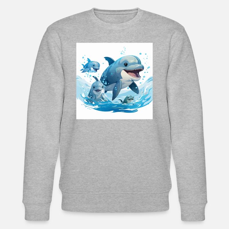 Dolphins Dance - Stanley/Stella CHANGER Unisex Organic Sweatshirt - heather grey