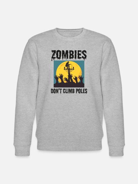 Lineman Halloween Zombie Klettermast - Stanley/Stella Unisex Bio-Sweatshirt CHANGER  - Grau meliert