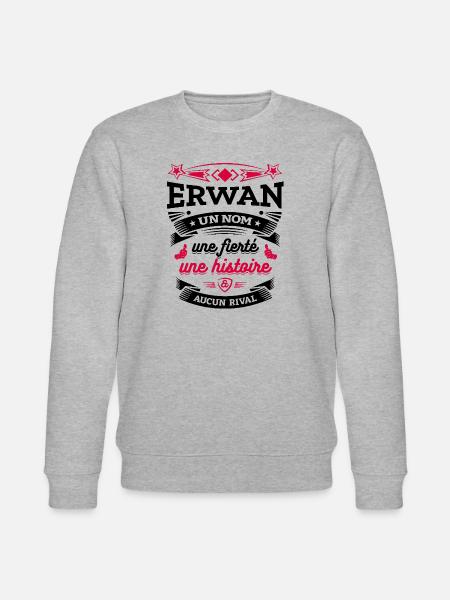 ERWAN UN NOM UNE FIERTÉ AUCUN RIVAL - Sweat bio CHANGER Stanley/Stella Unisexe - gris chiné