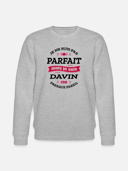 DAVIN PARFAIT - PRENOM DAVIN - Sweat bio CHANGER Stanley/Stella Unisexe - gris chiné