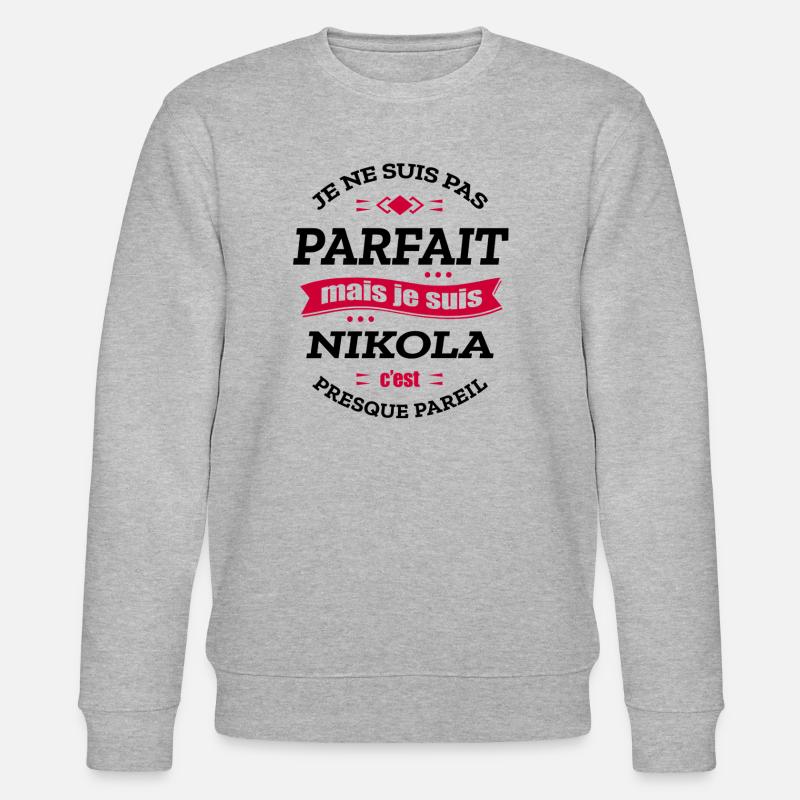 NIKOLA PARFAIT - PRENOM NIKOLA - Sweat bio CHANGER Stanley/Stella Unisexe - gris chiné