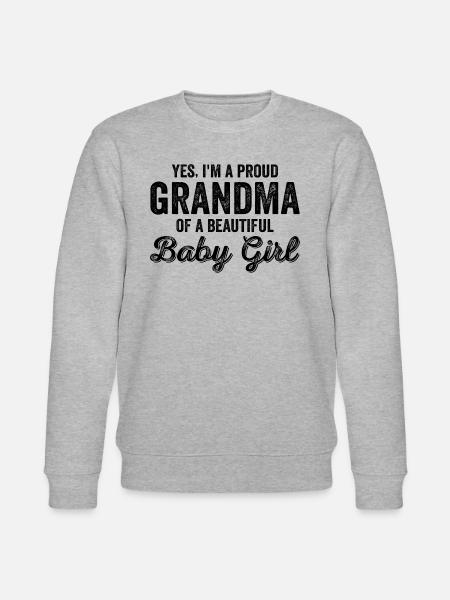 New Baby Announcement 1st Time Proud Girl Grandma - Stanley/Stella CHANGER Unisex Organic Sweatshirt - heather grey