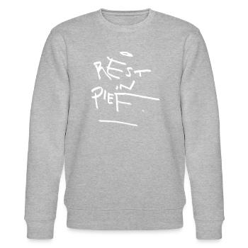 REST IN PIEF (R.I.P.) arty - Stanley/Stella CHANGER Unisex Organic Sweatshirt - heather grey - Front - Nik (191cm) & Marisol (170cm)