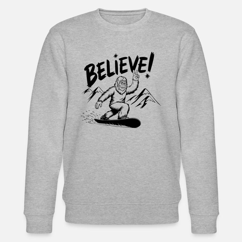 Sasquatch Bigfoot Snowboard Snowboarder - Stanley/Stella Unisex Bio-Sweatshirt CHANGER  - Grau meliert