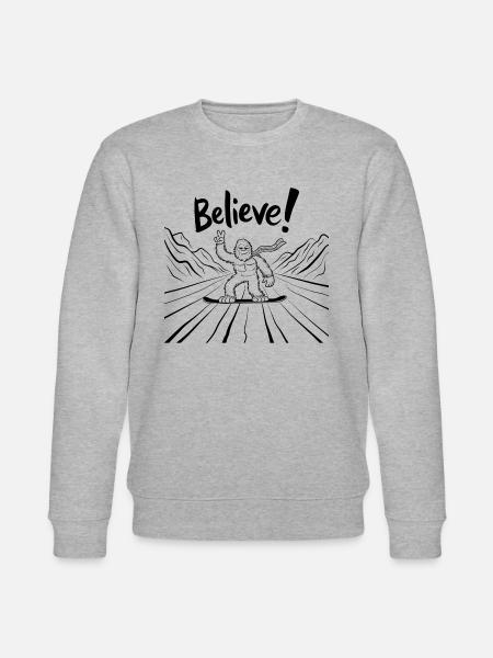 Sasquatch Bigfoot Snowboard Snowboarder - Stanley/Stella CHANGER Unisex Organic Sweatshirt - heather grey
