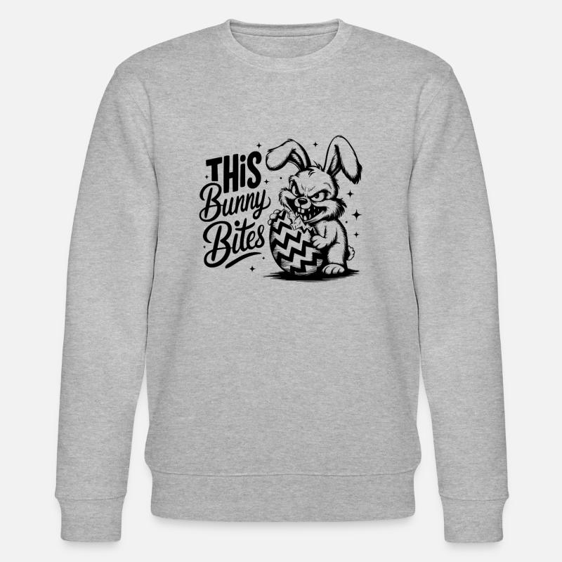 This Bunny Bites - Stanley/Stella CHANGER Unisex Organic Sweatshirt - heather grey