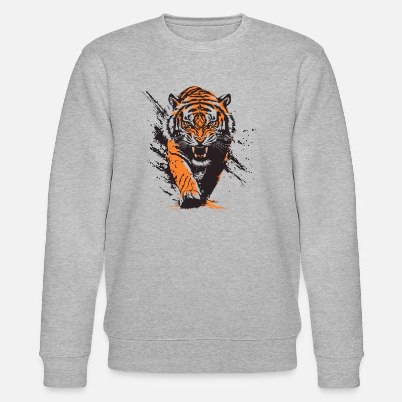 Hissing tiger - Stanley/Stella CHANGER Unisex Organic Sweatshirt - heather grey