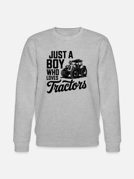 JUST A BOY WHO LOVES TRACTORS - Stanley/Stella CHANGER Unisex Organic Sweatshirt - heather grey