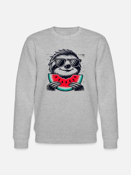 Sloth Watermelon - Stanley/Stella CHANGER Unisex Organic Sweatshirt - heather grey