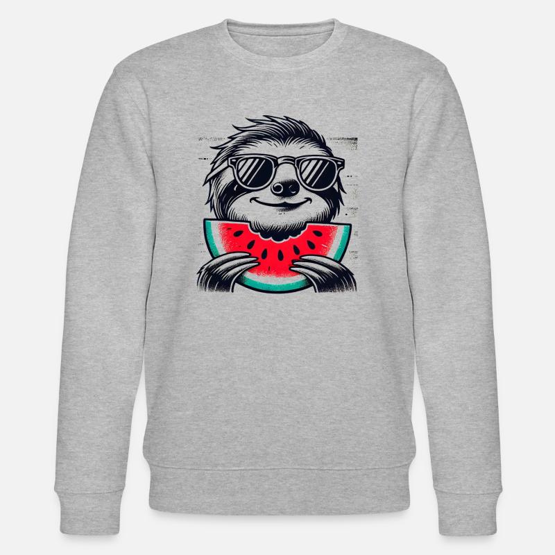 Sloth Watermelon - Stanley/Stella CHANGER Unisex Organic Sweatshirt - heather grey