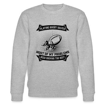 Funny Rugby Quotes Rugby Player Rugby Game - Stanley/Stella CHANGER Unisex Organic Sweatshirt - heather grey - Front - Nik (191cm) & Marisol (170cm)