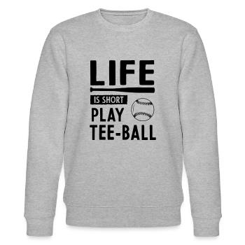La vie est un jeu court Tee-ball - Sweat bio CHANGER Stanley/Stella Unisexe - gris chiné - Devant - Nik (191cm) & Marisol (170cm)