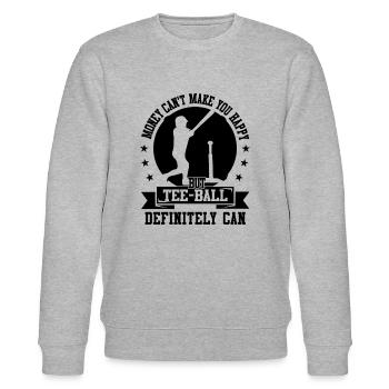 Money can't make you happy but Tee ball definitely - Stanley/Stella Unisex Bio-Sweatshirt CHANGER  - Grau meliert - Vorne - Nik (191cm) & Marisol (170cm)