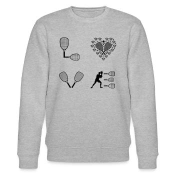 Racquetball LOVE Racquetball Player - Stanley/Stella CHANGER Unisex Organic Sweatshirt - heather grey - Front - Nik (191cm) & Marisol (170cm)
