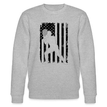 Racquetball American Flag Racquetball Player - Stanley/Stella Unisex Bio-Sweatshirt CHANGER  - Grau meliert - Vorne - Nik (191cm) & Marisol (170cm)