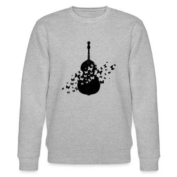Double Bass Instrument With Butterflies Double Bas - Stanley/Stella Unisex Bio-Sweatshirt CHANGER  - Grau meliert - Vorne - Nik (191cm) & Marisol (170cm)